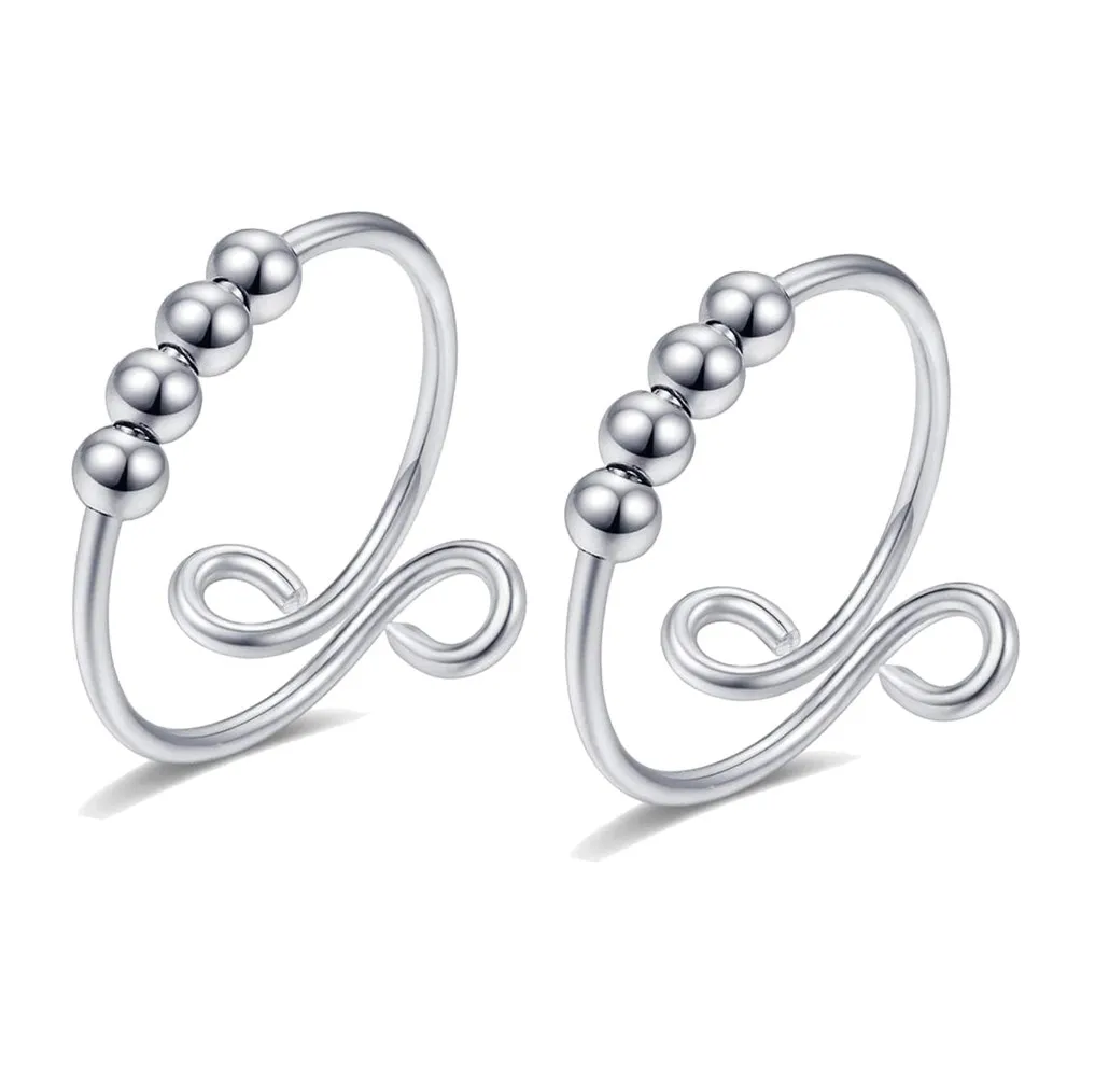 

Gold Silver Metal  Anxiety Bead Rings