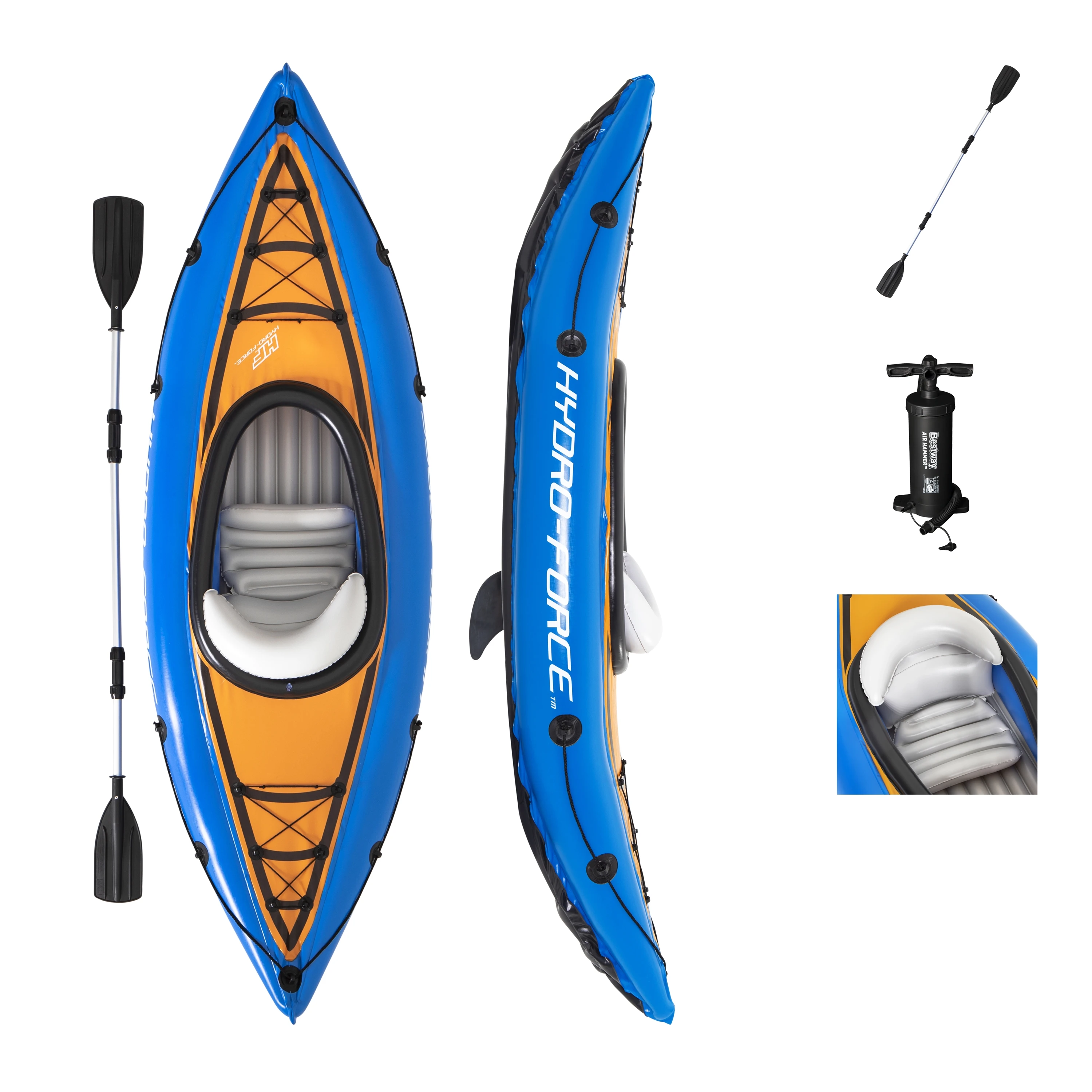 

Bestway 65115 Cove Champion Inflatable Kayak Set inflatable Fishing Kayak 2.75m x 81cm, As picture