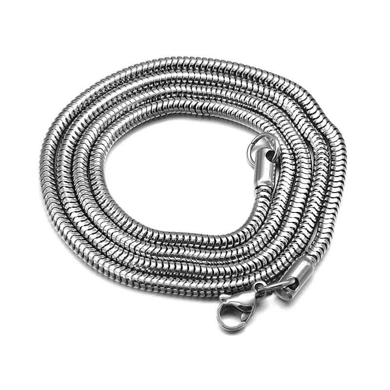 

Classical Design 3mm*60cm Gold Silver Plated Stainless Steel Link Chain Necklace Stainless Steel Round Snake Bone Chain Necklace