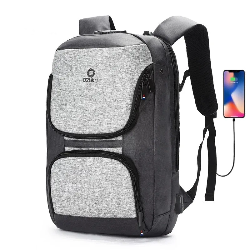 

2022 New Travel Bag School Softback Anti Theft Usb For Teenager Waterproof Bag Slim Vintage Laptop Backpack, Black,blue,grey