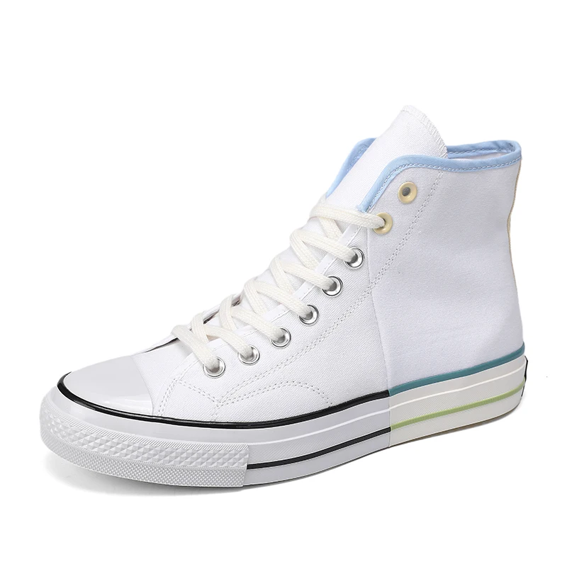 

2021 New Arrival Women's Classic High Top Canvas Sneakers Trending White Casual Skateboarding Shoes For Men Custom Sneakers Oem, Beige