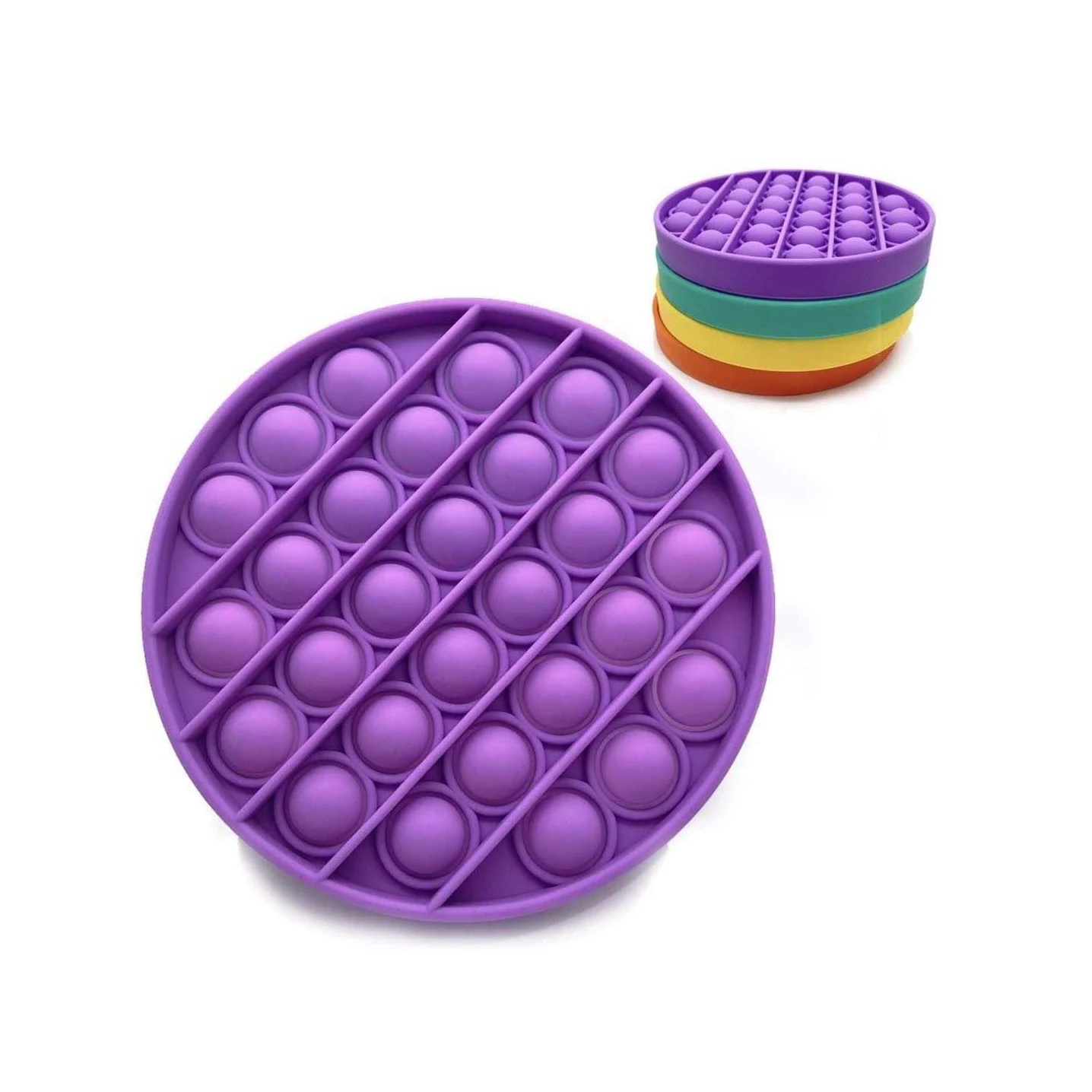 

Pop-it game Circle New Design Autism A Silicone Fun Anti Stress Push Bubble Pop It Fidget Sensory Toys, Green, yellow,purple,orange