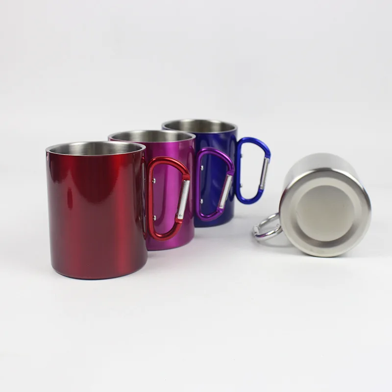 

Stainless Steel Thermo Cup Coffee Vacuum Travel Mug With Carabiner, Stainless steel color