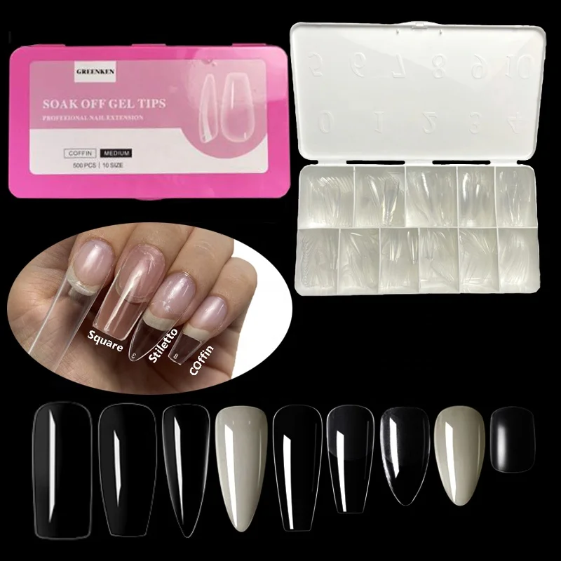 

Custom Private Label Full Cover Soft Gel Gelly Tips Nail Supplies Soft Gel XL Coffin Stiletto Full Cover Gel X Nail Tips, Picture