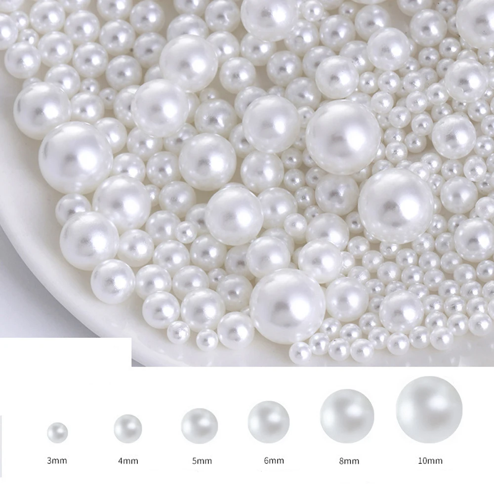 

JC wholesale Abs pearl loose beads diy high brightness round no hole bracelet necklace accessories bracelet beading mini spacer