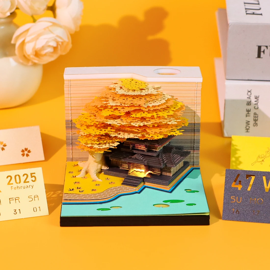 3D Memo Pad Custom Calendar Love Tree House Notepad Paper Bookmark Pen Holder for Desk Acrylic Box Gift Kawaii Stationery Items