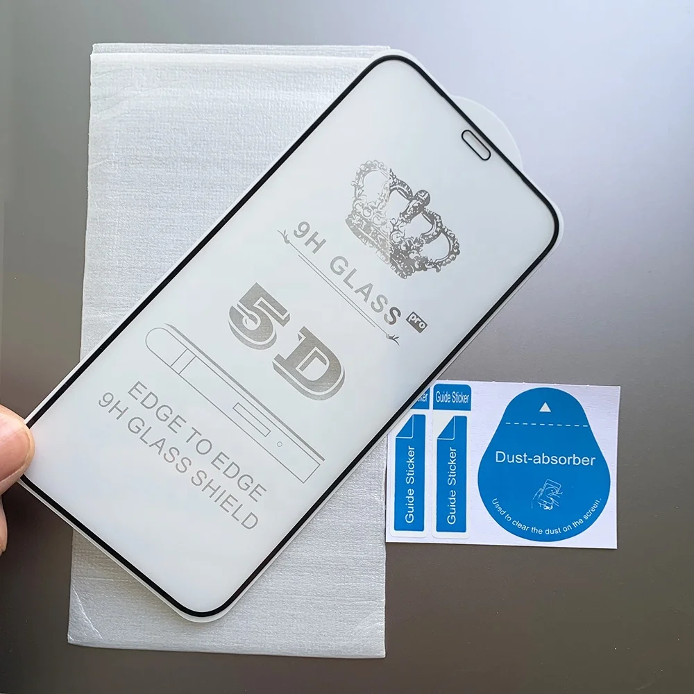 

Full Glue Full Cover Film 5D 9D 10D 111D Tempered Glass Screen Protector For iPhone 12 12 Pro Max, Transparent