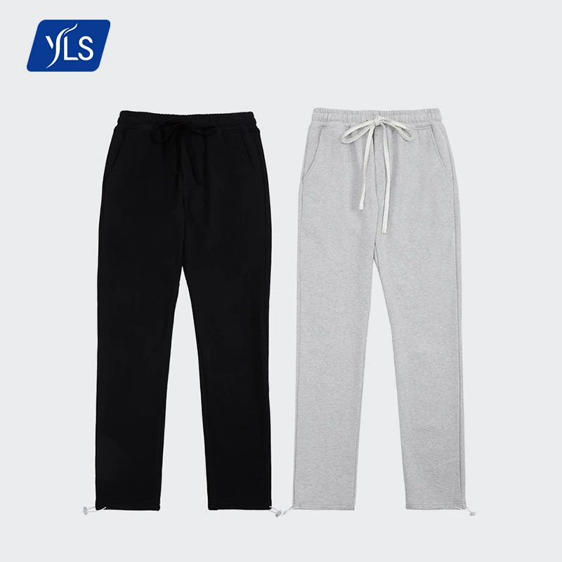 

YLS Wholesale Blank Jogger Pants 460gsm Solid Color Custom Logo Casual Mens Stacked Sweatpants Men's Track Pants