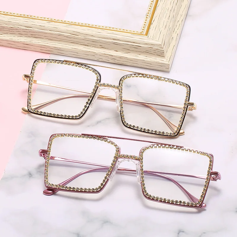 

Fashion Transparent square sunglasses metal frame Women overize glasses Men Eyeglasses Frame nerd plain glasses clear shades, As picture show