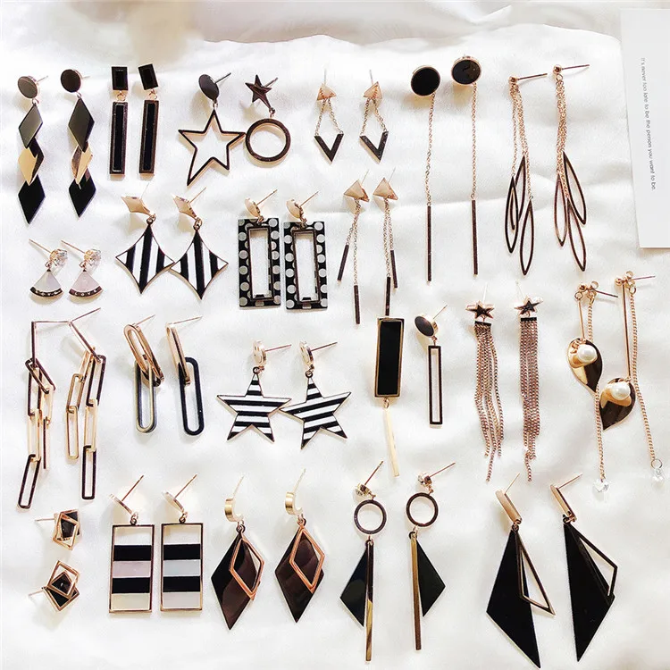 

CLARMER Personalized titanium steel female earring Korean style simple long tassel pendant earrings women dangle earrings