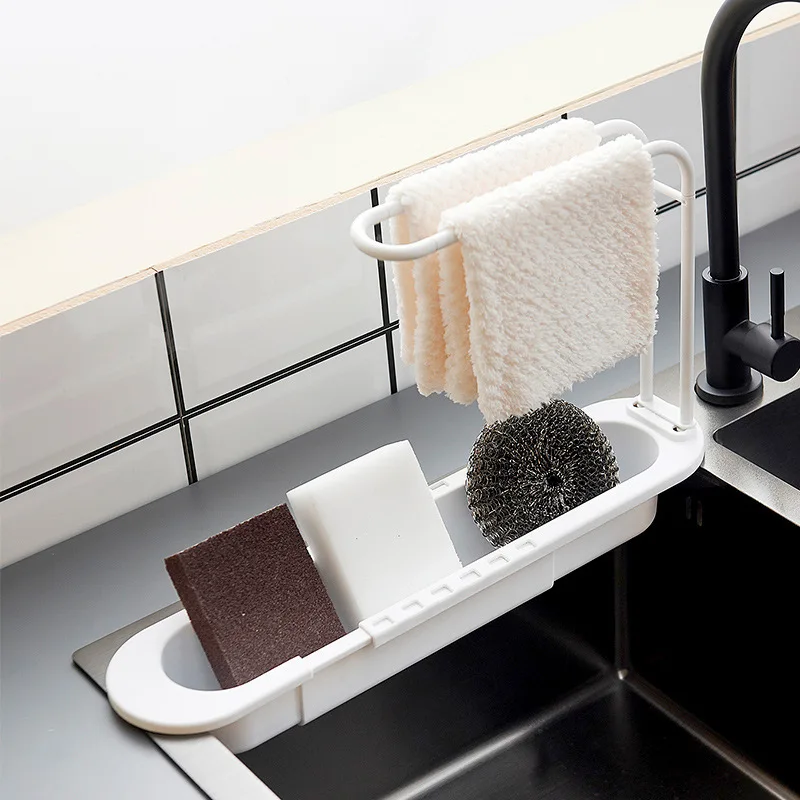 

Extendable Filter Basin Washing Vegetables Drain Basket Dishes Dish Rag Storage Sponge Strainer Sink Drain Rack Collapsible a