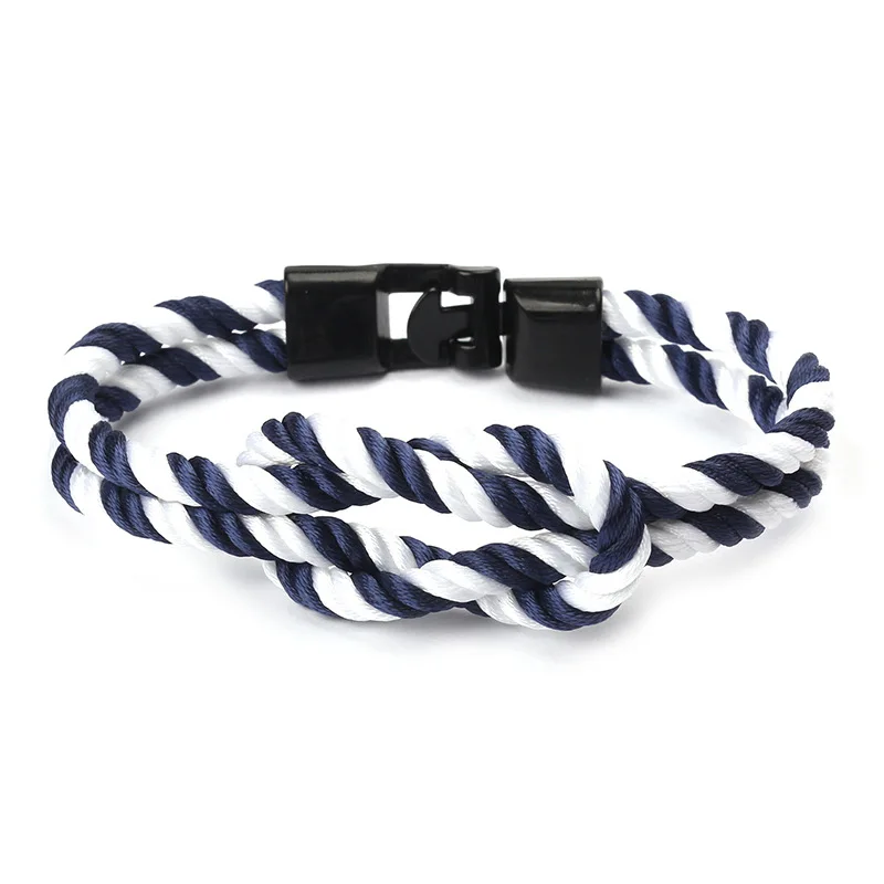 

Best Selling Custom Colored Mens Rope Bracelets With Stainless Steel Clasp