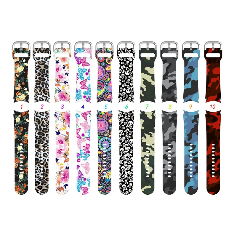 

Leopard print Soft Rubber Printed Silicone Watch Bands For Samsung Galaxy Watch4 Classic Watch 4 Strap WristBand correas