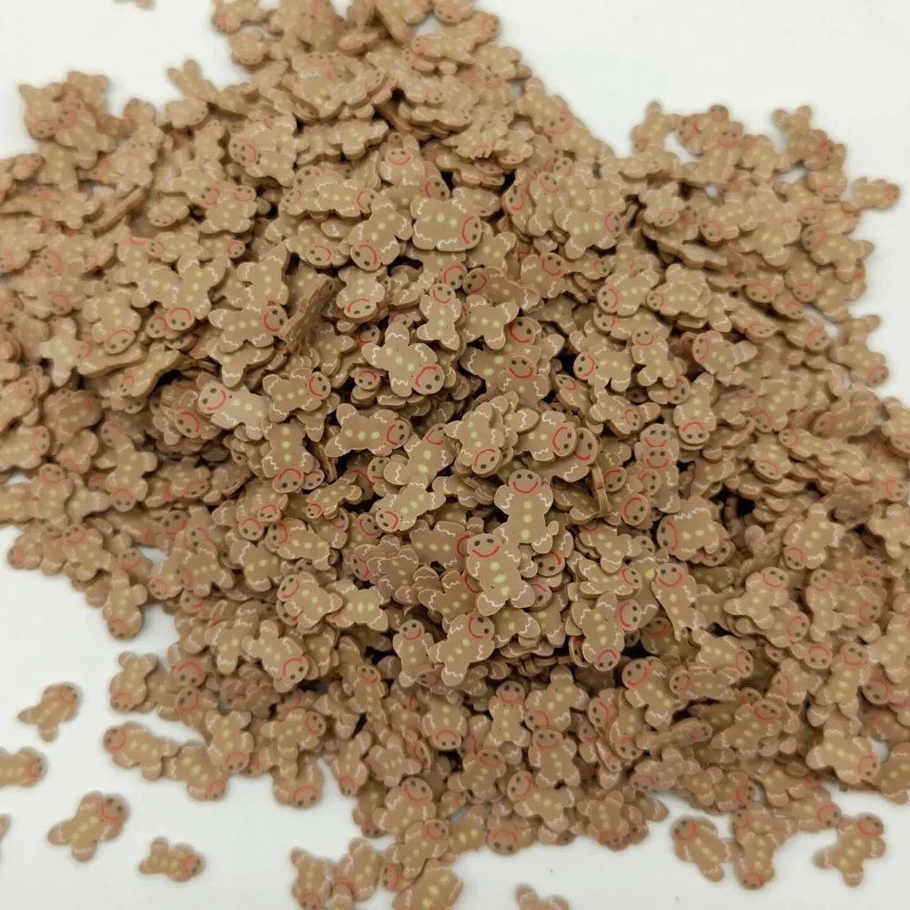 500g Christmas Brown Gingerbread Man Slices Polymer Clay Sprinkles DIY Slime Filling Accessories Nail Decoration Craft 5MM