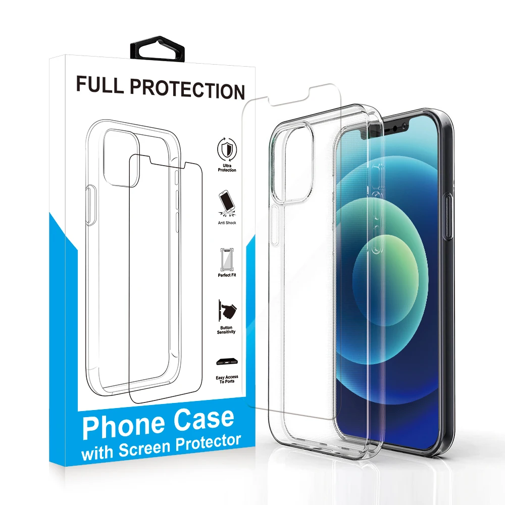 

2021 new Soft Slim tpu phone case with screen protector for iphone 12