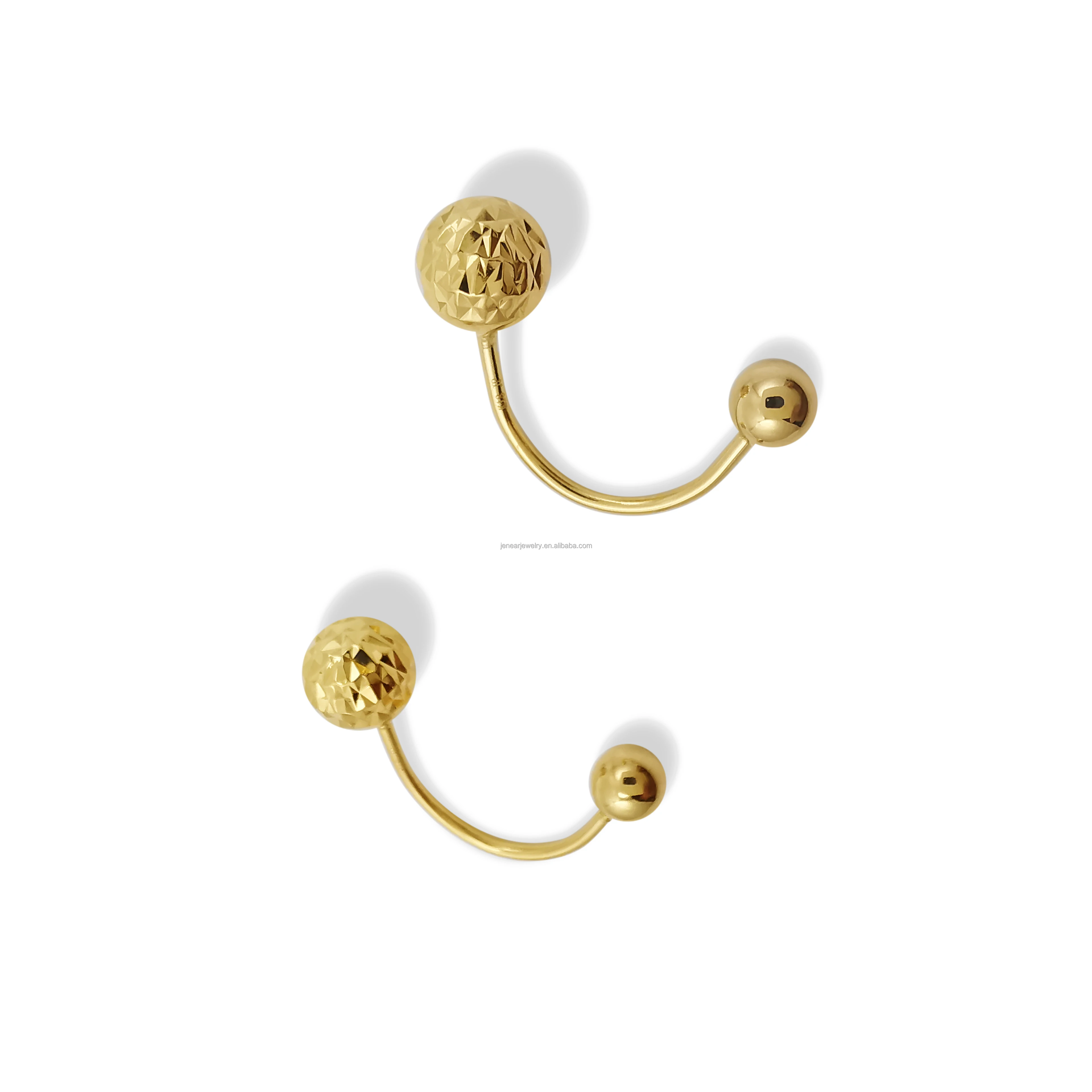 

Genuine 18K pawnable gold solid real AU750 gold 1.5gram pattern designed ball ear studs earring jewelry