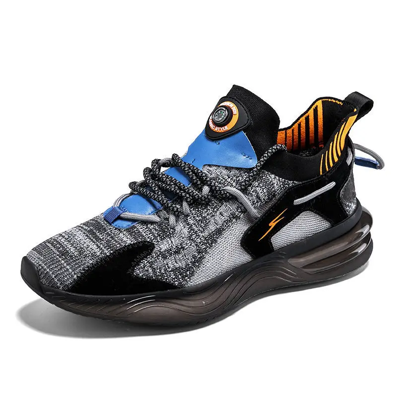 

2021 New Original Men's Casual Running Shoes TPR Sole Reflective laces At Night Mesh Sports Shoes For Men Brand Wholesale, Black. white. greyish green