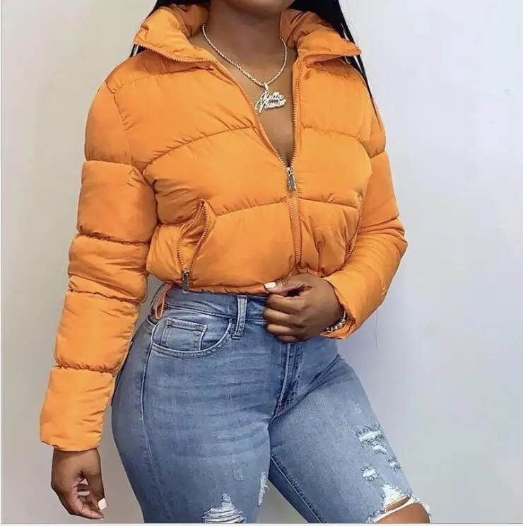 

KMG20504 2020 winter new plus size stand collar warm windproof casual puffer bubble down coat jackets for women, Solid