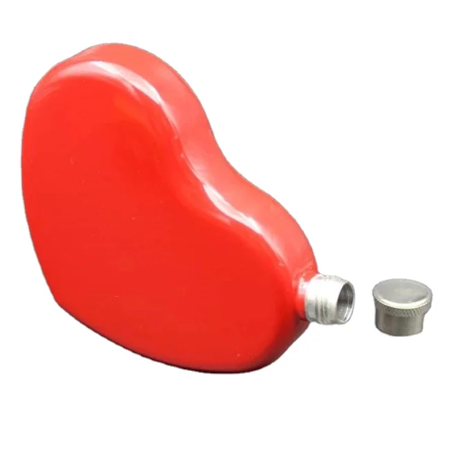 

Mikenda Red color Heart shape Hip Flask Creative stainless steel portable flask 4.4oz wine pot High-quality flagon 125ml