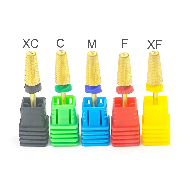 

Electric nail tool beauty cuticle tungsten carbide 5 in 1 nail drill bit metal fine nail file drill bit, Gold, silver