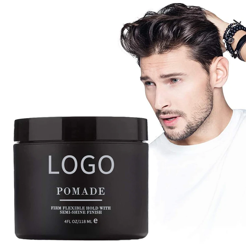 

118ML Hair Styling Products Men Private Label Wave Hair Pomade OEM Edge Control Aqua Hair Gel Matte Clay Waxes Braid Pomade, Black