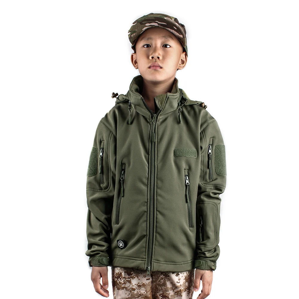 

Leisure Waterproofn Softshell Jacket Anti-wrin Tactical Military Children Shark Skikle Daily Wear Boy's Coat, Black,green, khaki and cp