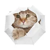 Hign Quality White Customized Digital Cat Print Windproof Compact Auto Open and Close 3 Folding Umbrella