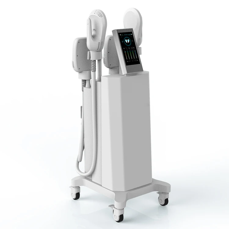 

4 Handles can work the same time Non-Invasive Hiemt EMS Technology Muscle Increasing Fat Burning Machine, White