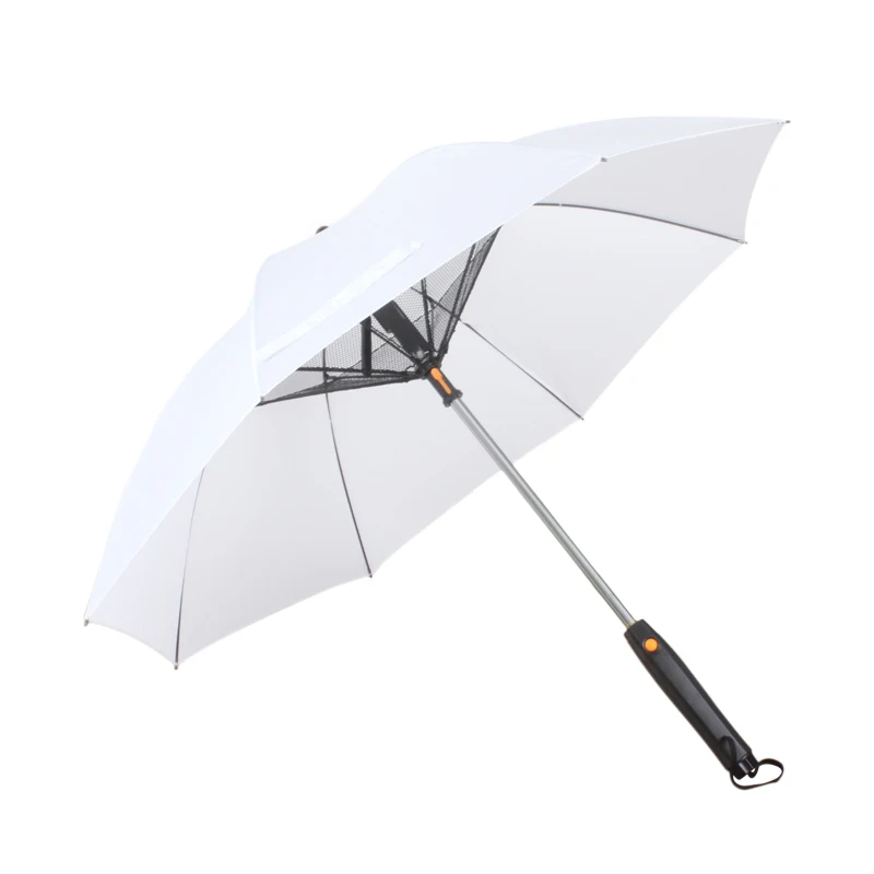 

Outdoor Long Straight Handle Fan Umbrella With Fan And Magic Bottle Water Spray, Customized color