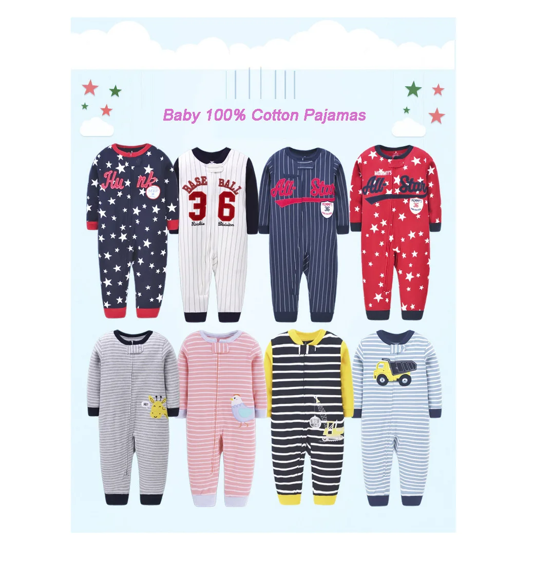 

2021 Newborn Baby Girl Boy Zipper Romper Long Sleeve Footless One-Piece Jumpsuit Pajama Fall Winter Clothes Outfits