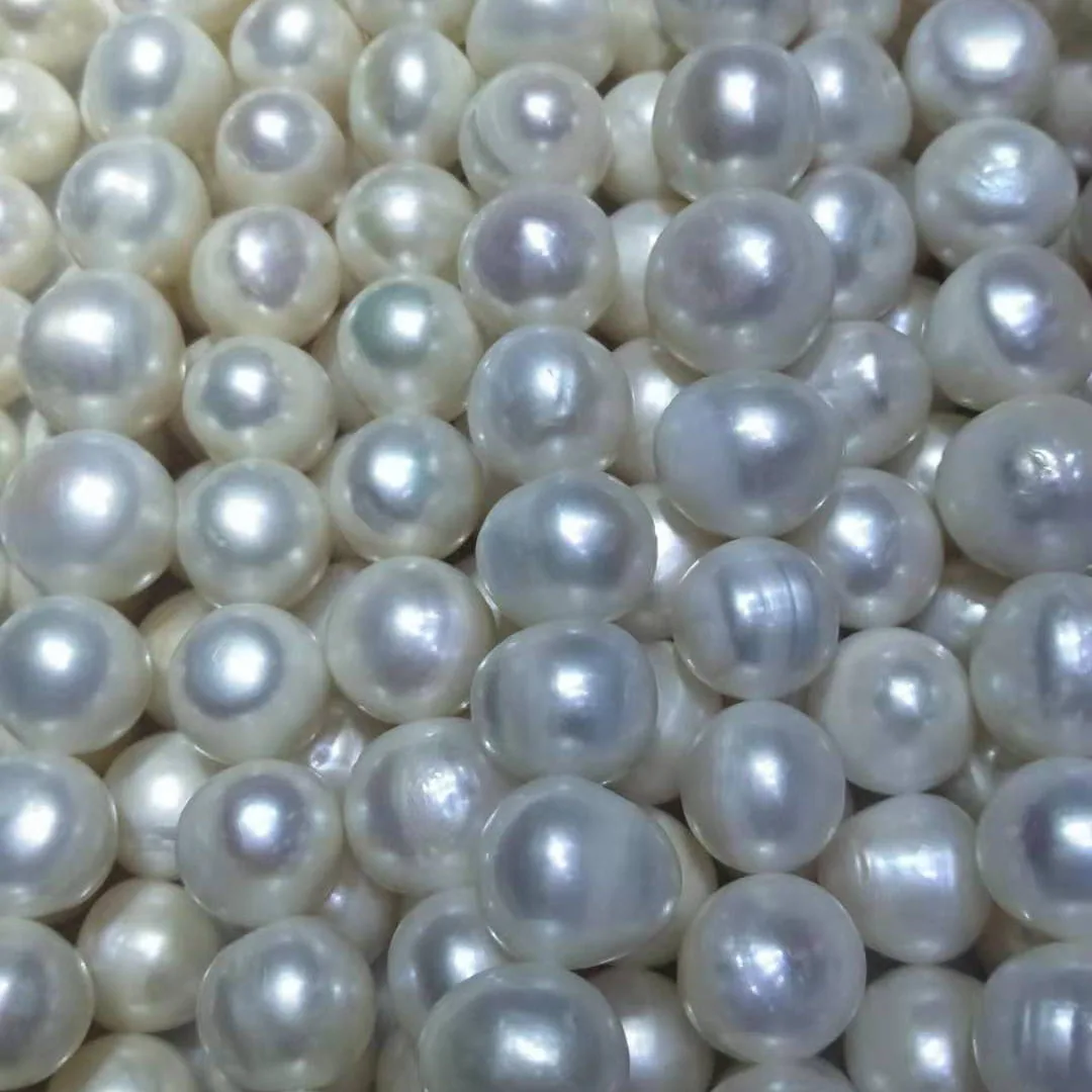 16 inch good luster  11-15 mm near round nature freshwater pearl in strandegg shape