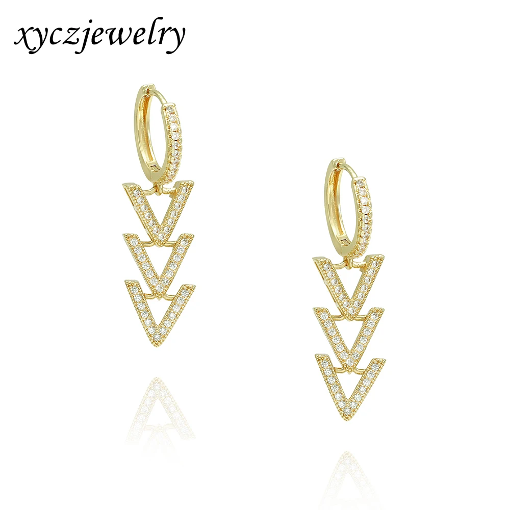 

2022 New Long Drop Earrings White Zircon Fashion Women Long V Jewelry Earrings, Red