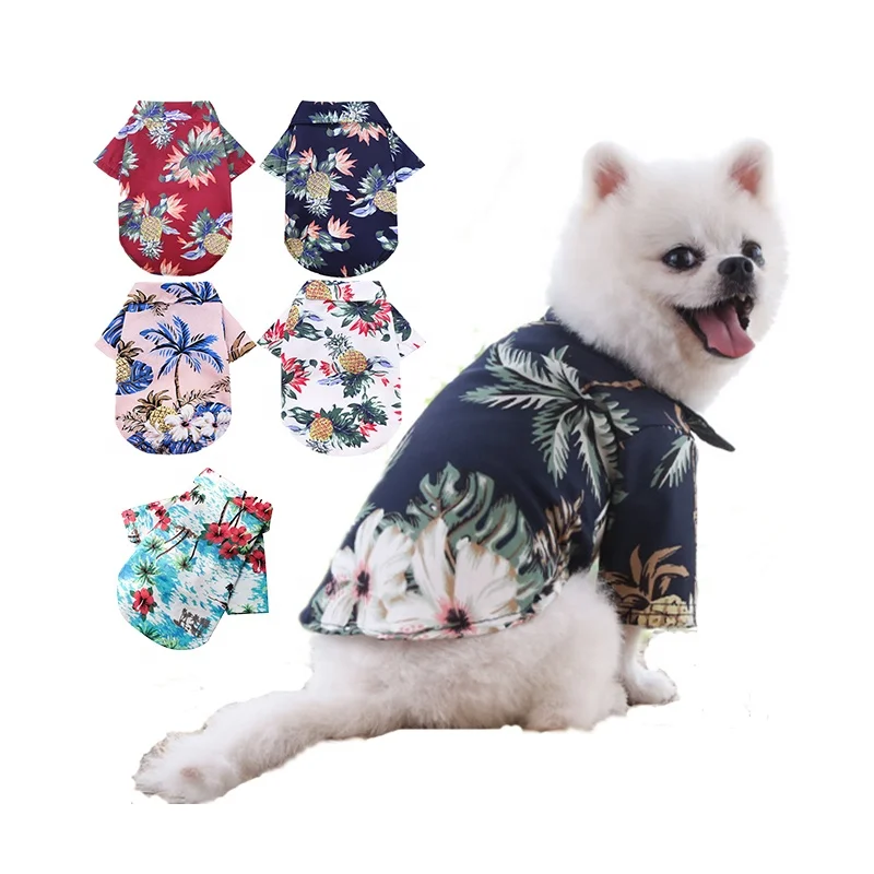 

Hawaiian Style Pet Dogs Cats T-Shirt Dog Summer Clothes Fashionable Holiday Floral Printed Dog T Shirt