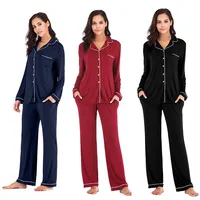 

New 2019 Women's Modal Pajamas Set 2 Pieces Sleepwear Soft Plus Size Women Autumn Casual Homewear Femme Home Clothes