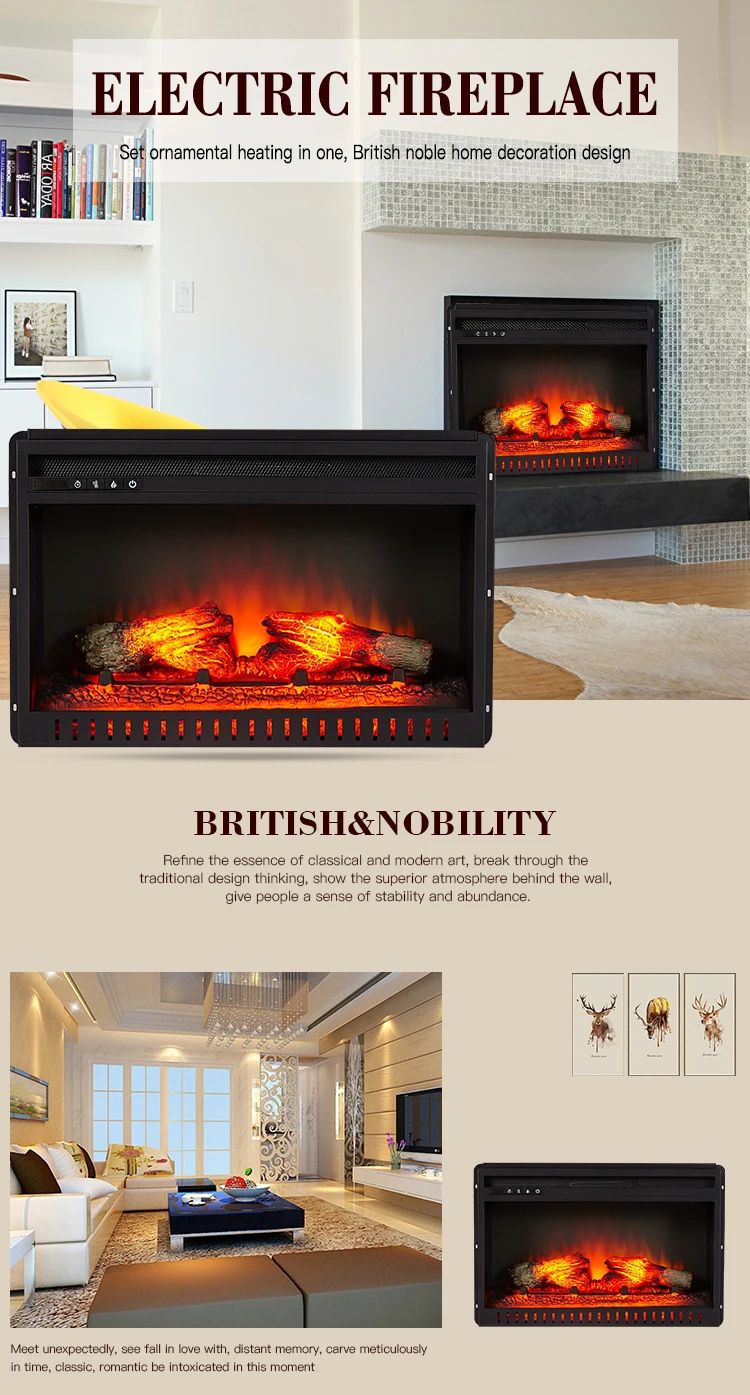 Fireplaces Heater with Remote Control Electric Fireplace Wall Mounted Insert Fire Place