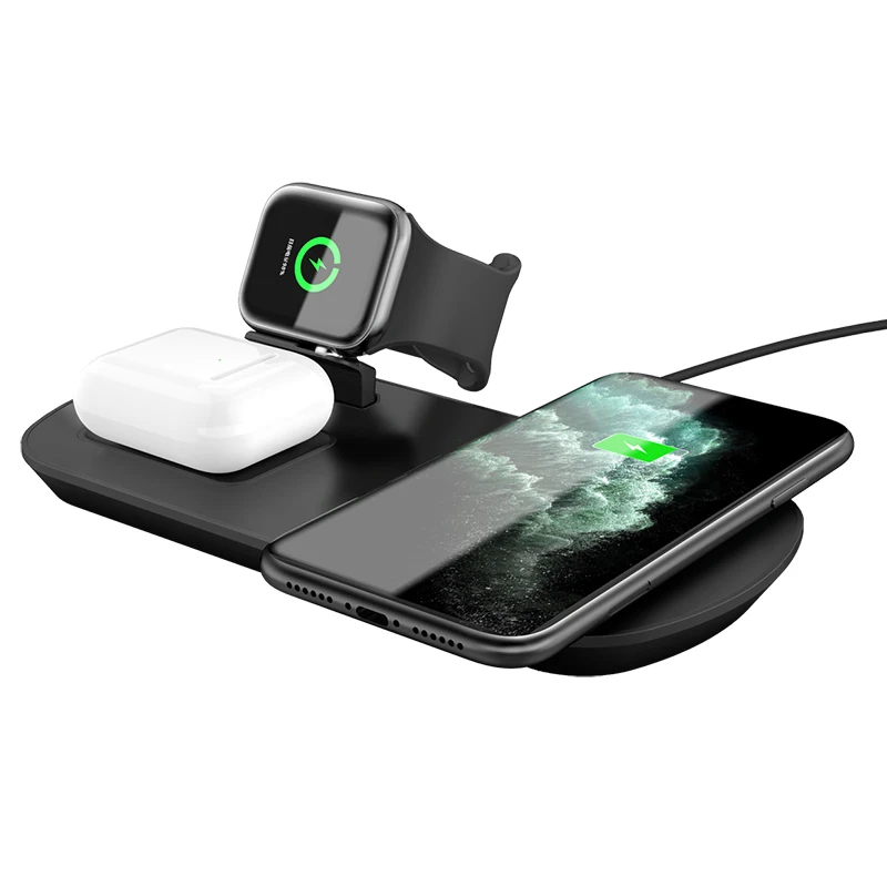 

2021 New coming Cellphone Fast Watch Wireless Charger 3 in 1 Wireless Charging Station for Apple Airpods pro