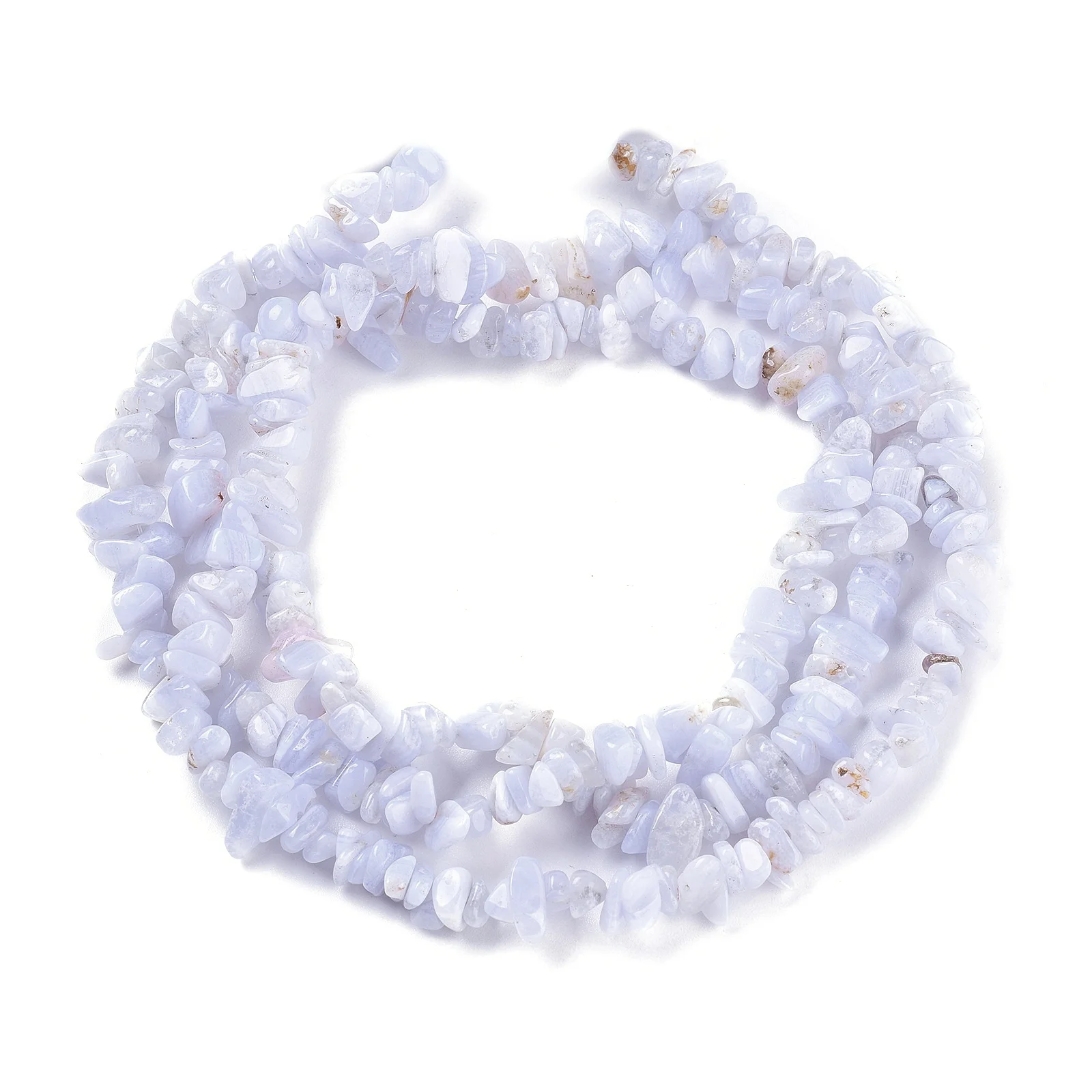 

PandaHall Natural Chips Blue Lace Agate Beads Strands