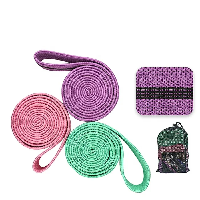 

Yoga sports long resistance bands set indoor fitness train hot sale wholesale fabric resistance bands set, Gray,green,pink,dark gray,purple,black