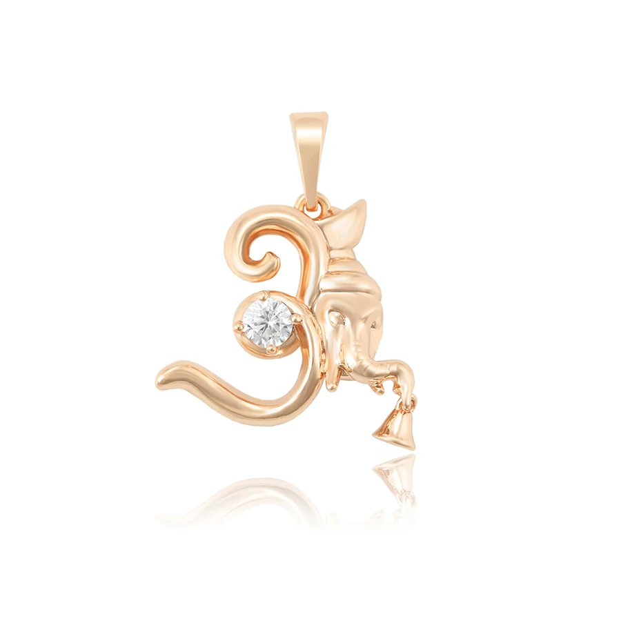 

36011 Xuping Walking elephant elephant pendant with zircon and horn C228081, White