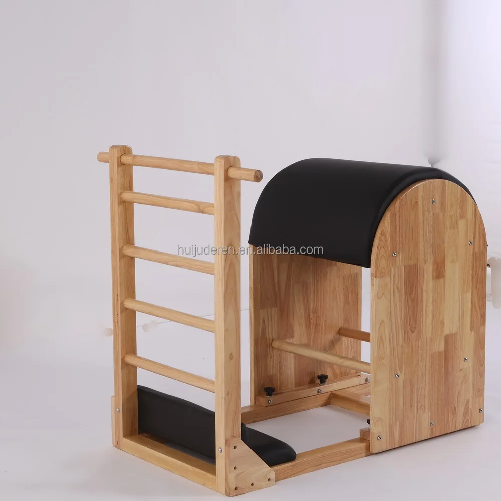 

Hot Sales Pilates Equipment Ladder BarrelWholesale High Quality Yoga Studio Pilates Reloading Training Bed Ladder Bucket, Wood color