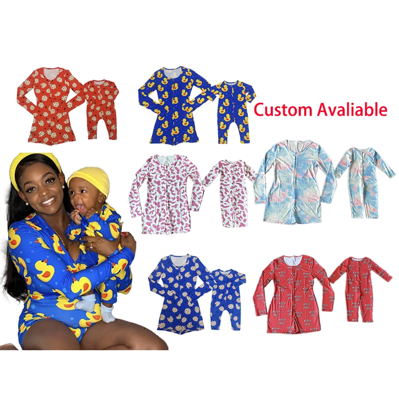 

Wholesale Women Long Sleeve Babies Clothing Rompers Kids Tie Dye Pajamas Mommy And Me Onesie Sleepwear Clothes