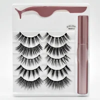 

3D 5 pairs Magnetic Eyelashes Kit Magnet Lashes Magnetic Eyeliner Makeup With Tweezers 5 Magnet eyelash