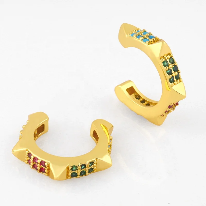 

C-shape Clip Earrings Color Zircon Copper Earring Women No need ear hole