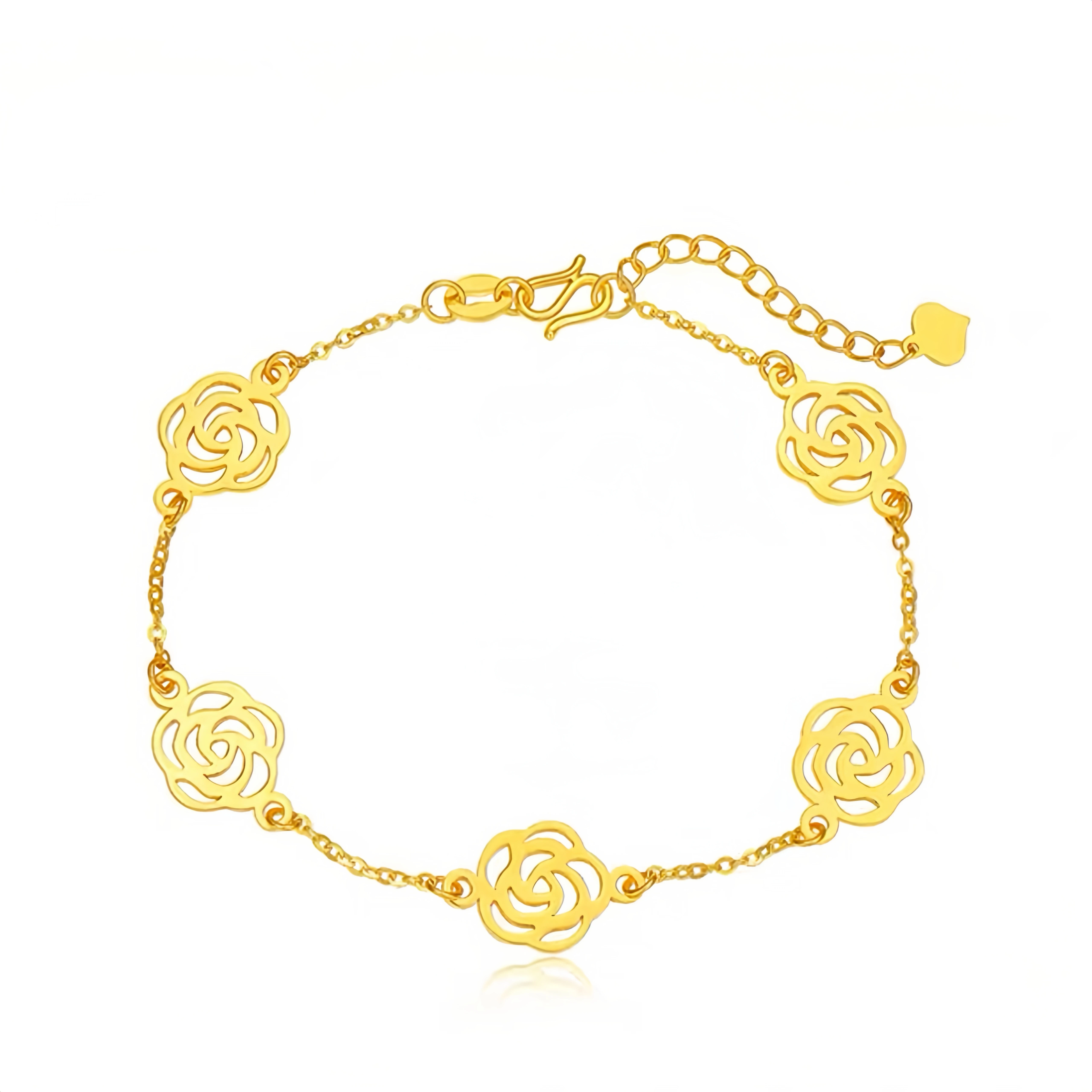 

Yadis luxury 4.3g real 999 24k pure gold chain fine jewelry bracelets & bangles flower bracelets women