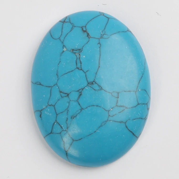 

XuQian Multiple Sizes Oval Shape Cabochon Flat Back Synthetic Turquoise Gemstones