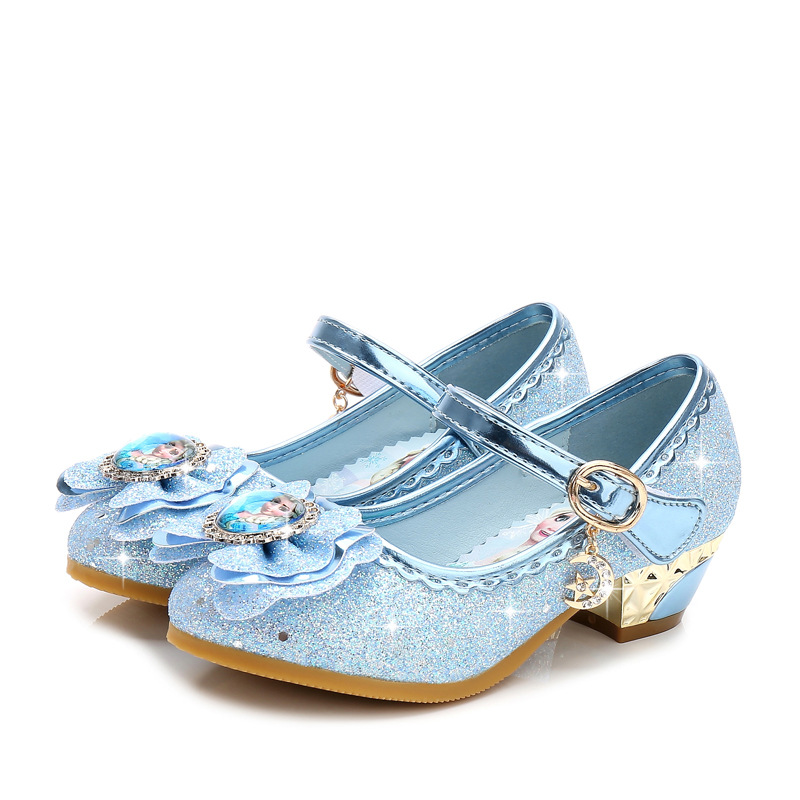 

Muchachas Girls High Heel Bow Princess Children Shoes Glitter Leather Girls Kids Shoes For Party Dress Crystal Wedding Party, Purple/blue/pink /silver