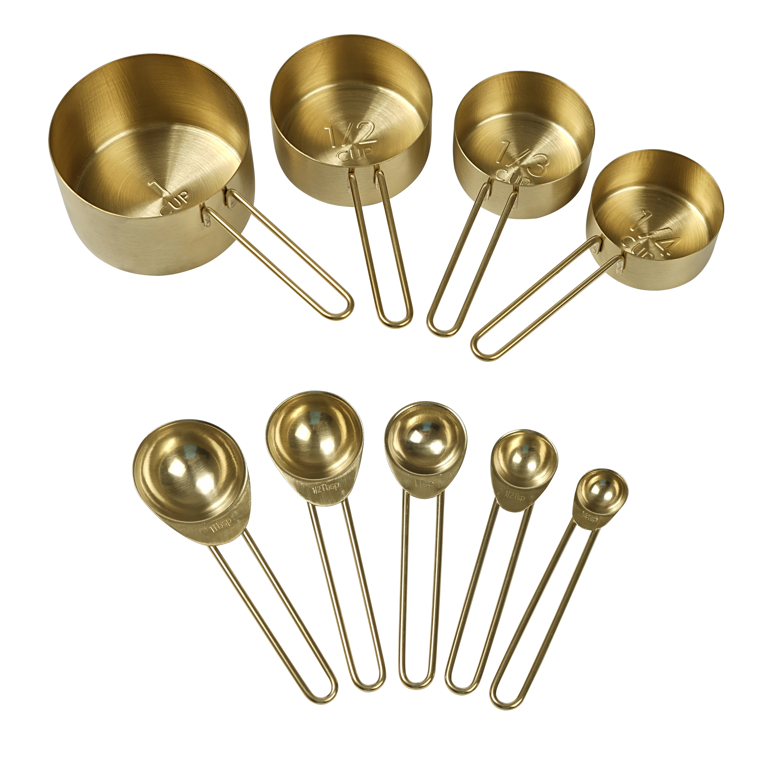 
Copper/Gold Finishing Stainless Steel Measuring Cups and Spoons Set of 8 Pieces Baking Cooking Utensils 
