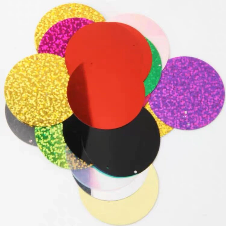 Eco-friendly 30mm Sequin with Single Side Holes PET  Large Sequin Non PVC  Big Spangle for DIY and Clothes