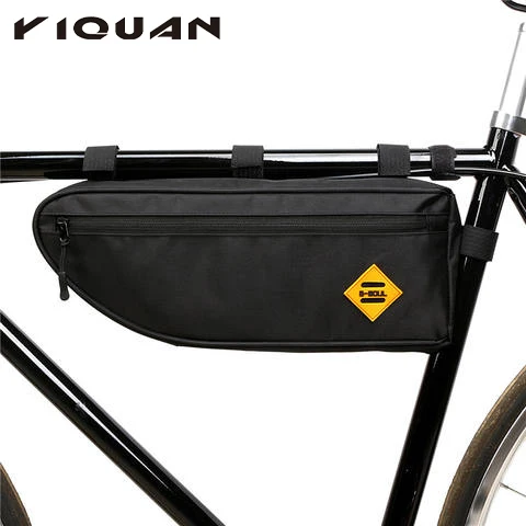 

Simple Design Large Capacity Waterproof Triangle Cycling Bag,Durable Polyester Bicycle Front Tube Bag, Black