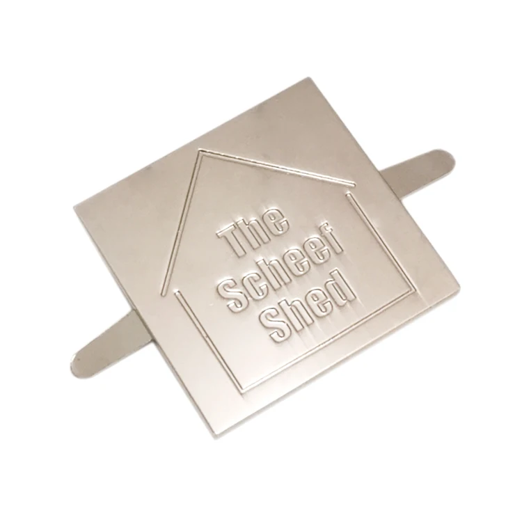 

High quality rectangle engraved brand logo tags custom metal bag plate label